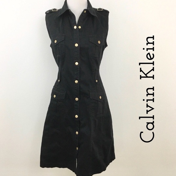 Calvin Klein Dresses & Skirts - Calvin Klein | Black Sleeveless Safari Dress